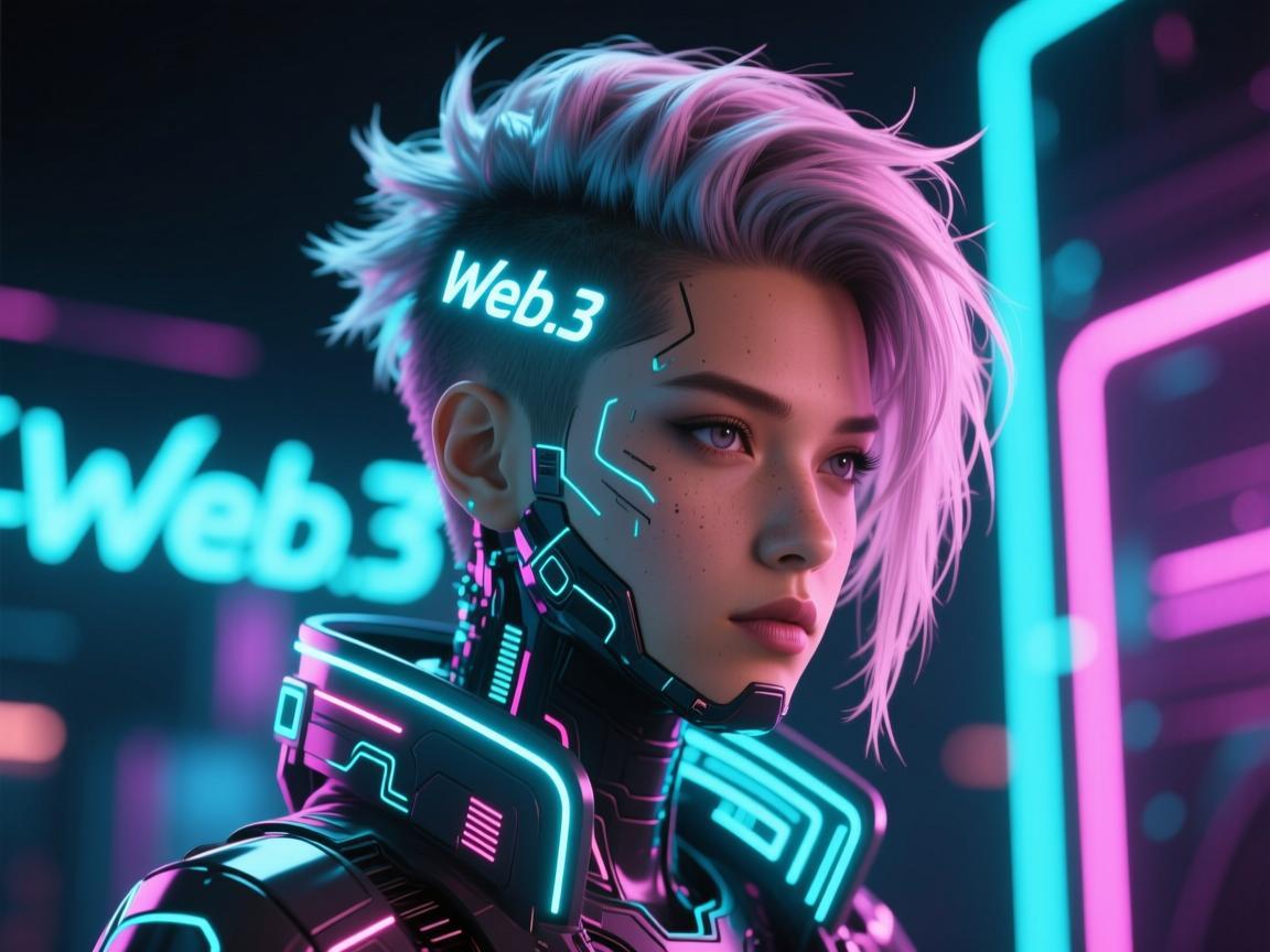 赛博朋克Web3发型，数字身份的霓虹宣言