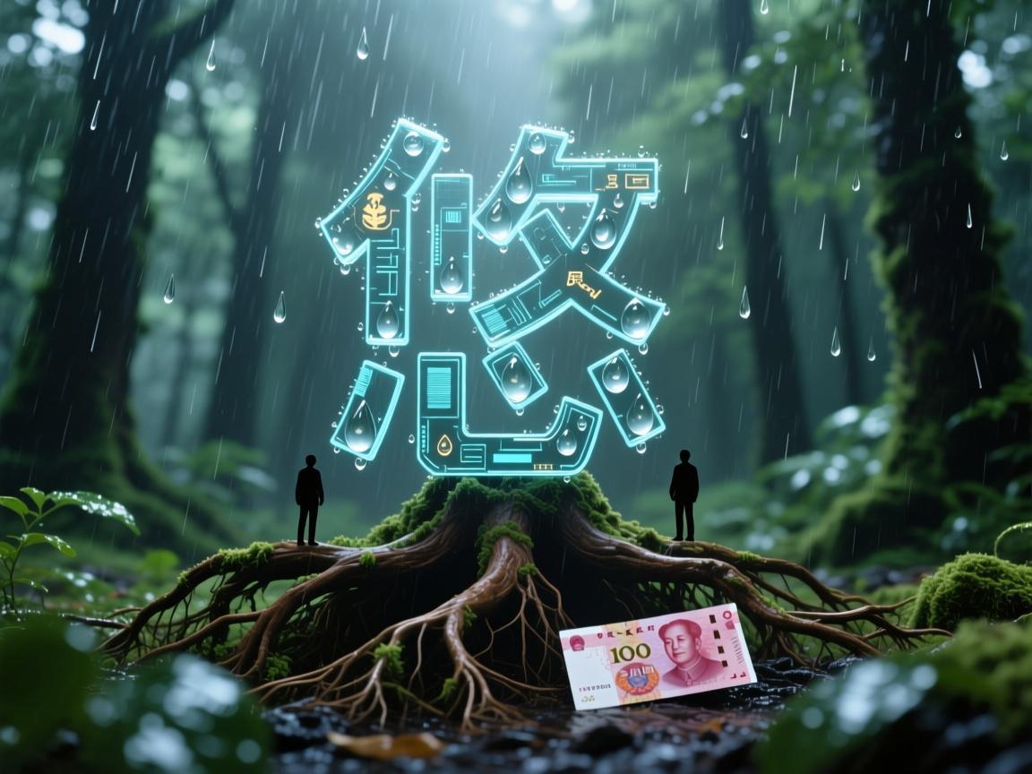 悠雨林中的数字雨滴与人民币的根系