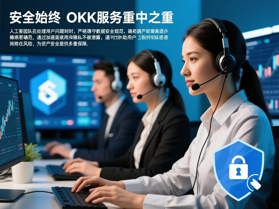 安全始终是OKX服务的重中之重。人工客服团队在处理用户问题时，严格遵守数据安全规范，通过加密沟通渠道确保用户隐私不被泄露，同时协助用户识别并防范潜在风险，为资产安全提供多重保障