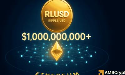 瑞波币（Ripple）的稳定币RLUSD在以太坊上的市值突破10亿美元，受监管的需求加速增长。