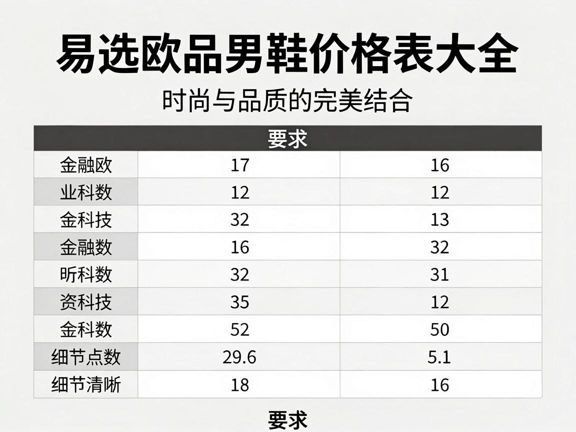 易选欧品男鞋价格表大全，时尚与品质的完美结合