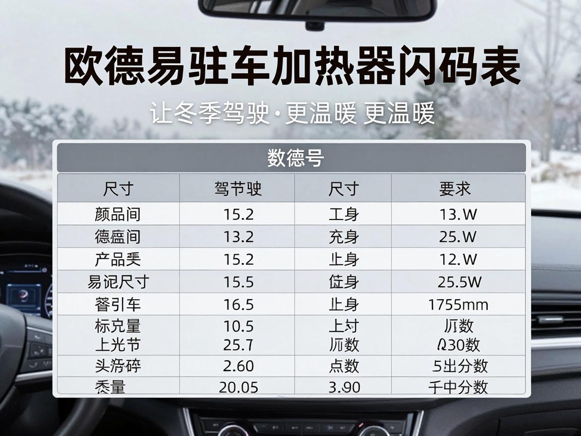 欧德易驻车加热器闪码表，让冬季驾驶更温暖