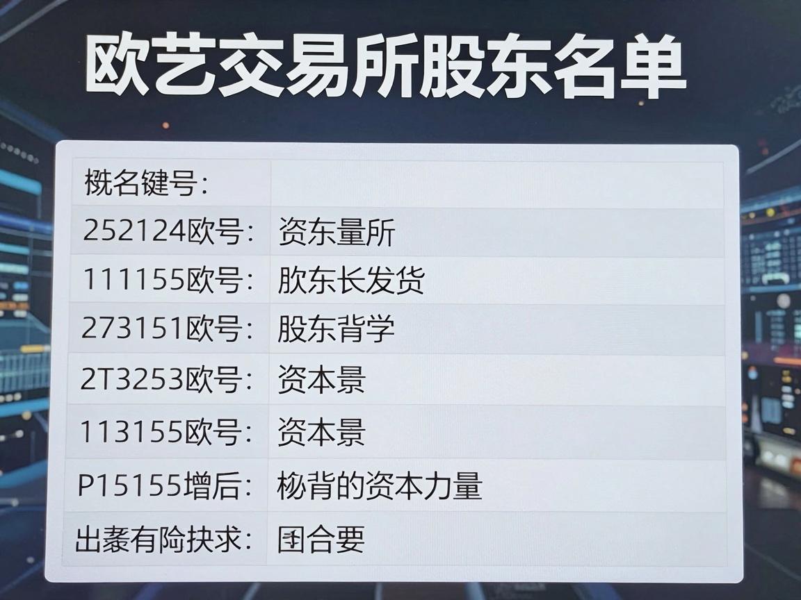 欧艺交易所股东名单,揭秘背后的资本力量