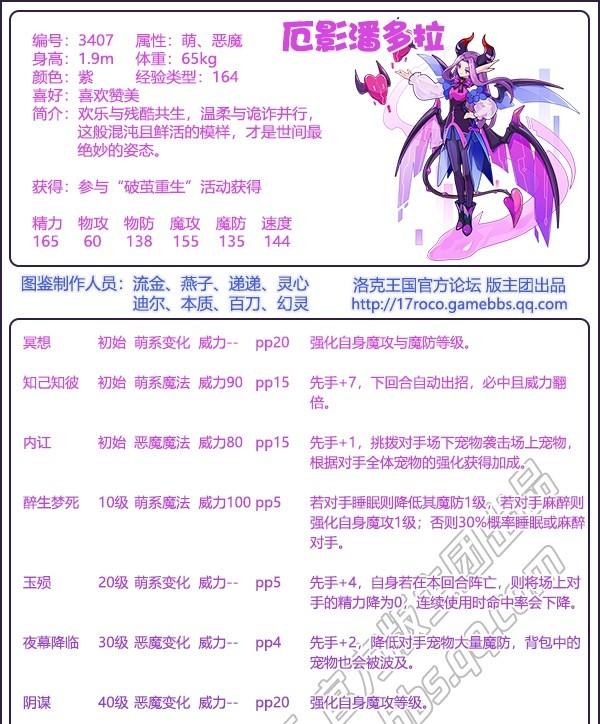 洛克王国厄影潘多拉技能表